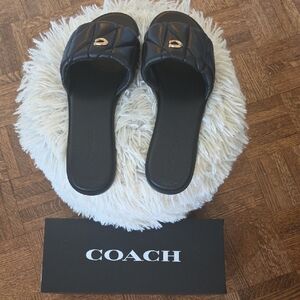 Coach Holly Quilted Sandals, Black
